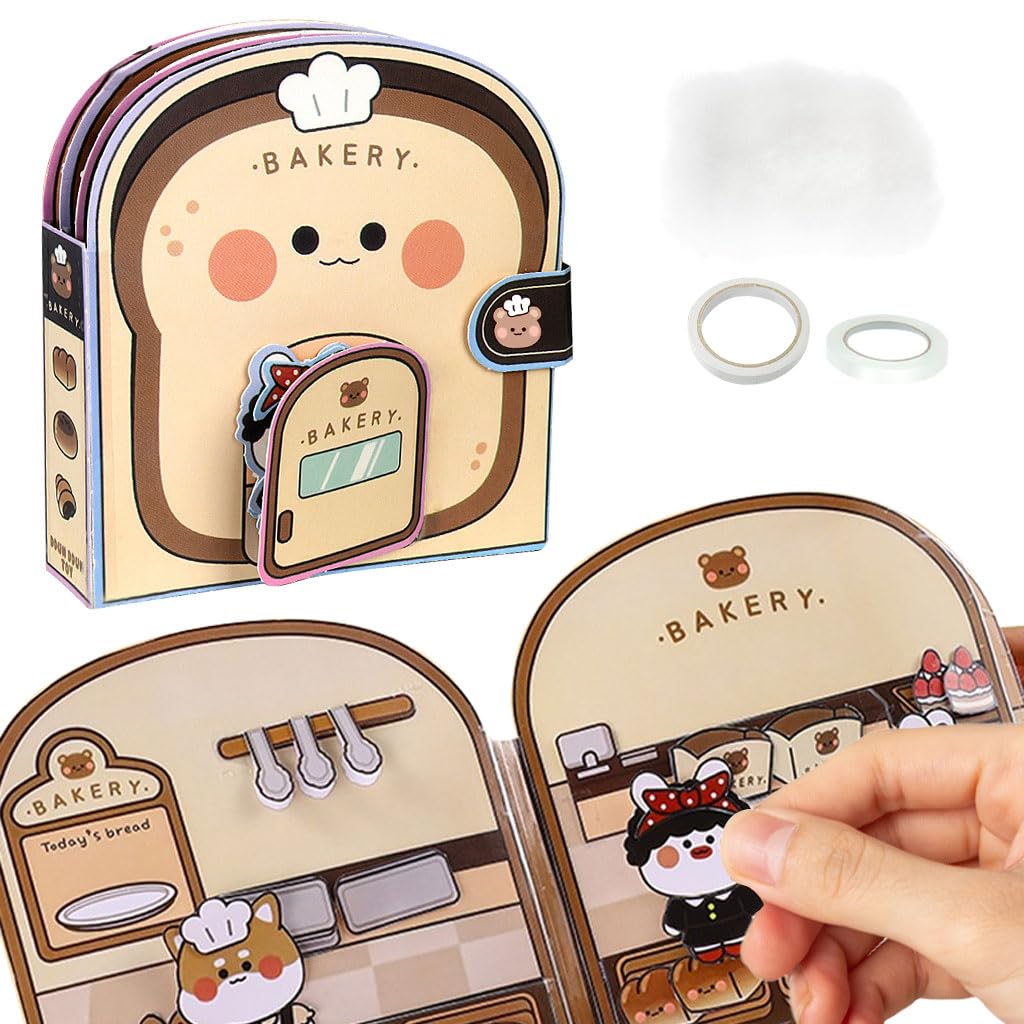 SNOWIE SOFT® DIY Paper Quiet Book, Cute Cartoon Bakery-Theme Scene Activity Book DIY Hands-on Motor Skill Busy Book for Kids, Safe and Durable, Kids Early Education Play Book-image-7
