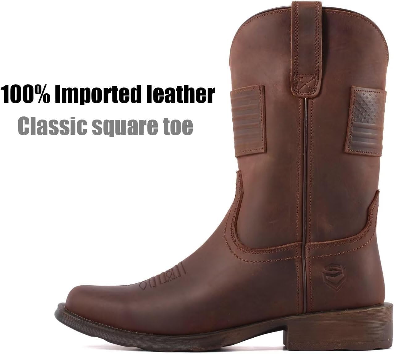 SUREWAY Men's 10 inch Western Cowboy Work Boots for Men Square Toe,Premium Full Grain Leather,GoodyearWelted,Superior Oil/Slip/Water Resistant - Image 4