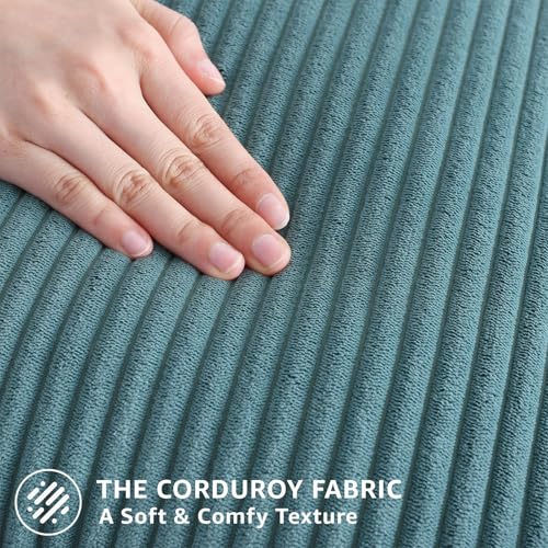 Image of Mecatny Corduroy Decorative Throw Pillow Covers 18x18 Set of 2 for Sofa Living Room, Soft Neutral Boho Couch Pillow Covers for Home Decor, Teal