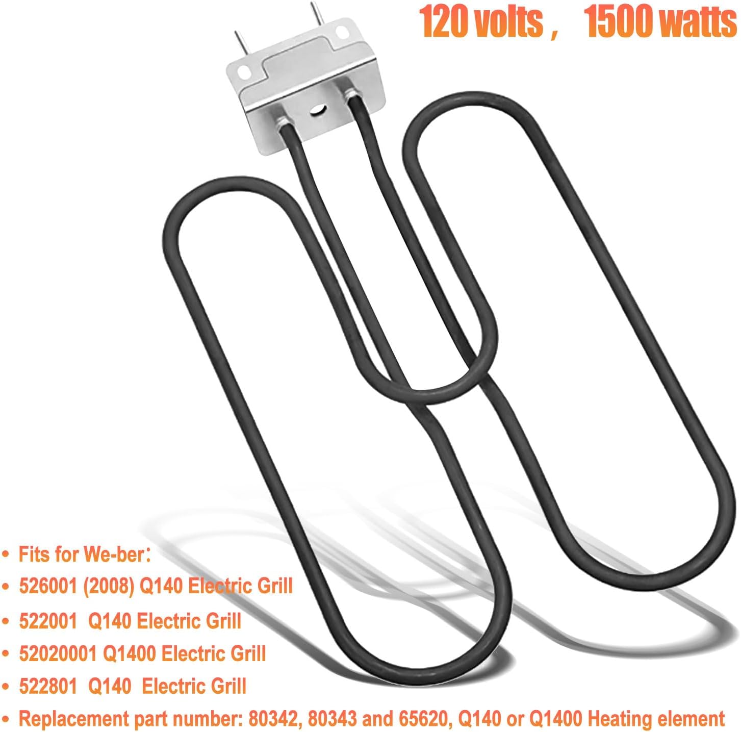 JOJOCY Grill Heating Element for Weber 80342 80343 65620 Q140 Q1400, 120V 1500W BBQ Grill Heating Element Replacement Part Electric Grill Heating Element