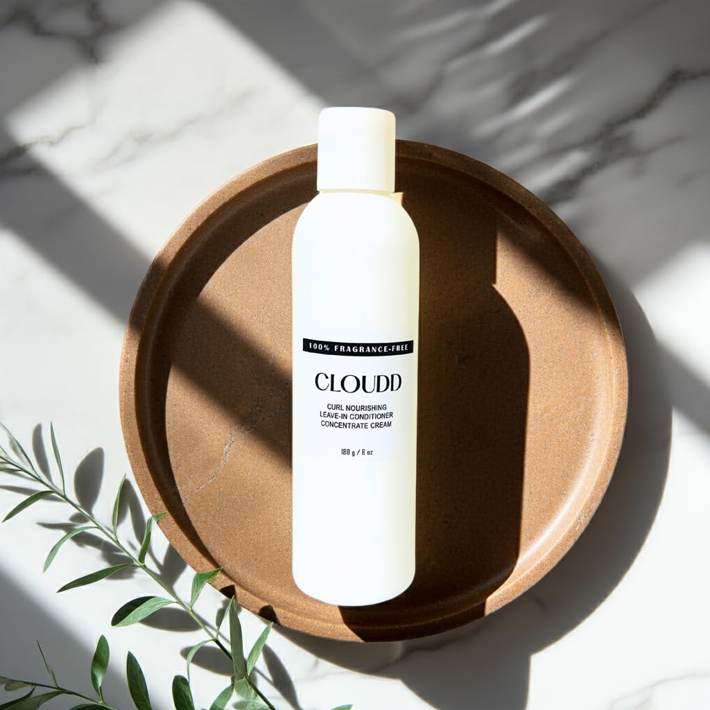 CLOUDD Fragrance-Free Curl Nourishing Leave-in Conditioner Concentrate Cream, 100% Fragrance-Free and Essential Oil-Free Detangler, Unscented