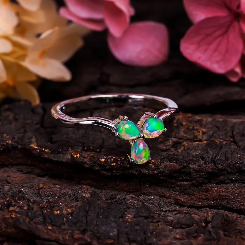 Opal Dainty Stackable Wedding Bridal Engagement Ring Band for her 925 Silver Jewelry Gift For Her (R033)4