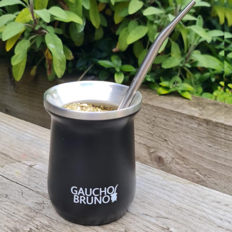 Gaucho Bruno - Stainless Steel Industrial Mate with Bombilla for Drinking Yerba Mate, Black, Mate+Bombilla - Image 3