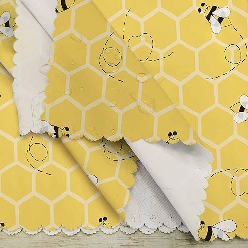 Miniatura 8 de Yibeas Juego de 4 servilletas de tela con diseño de abejas, diseño de panales de miel, fondo amarillo, servilletas de cena para cocina, 18 x 18