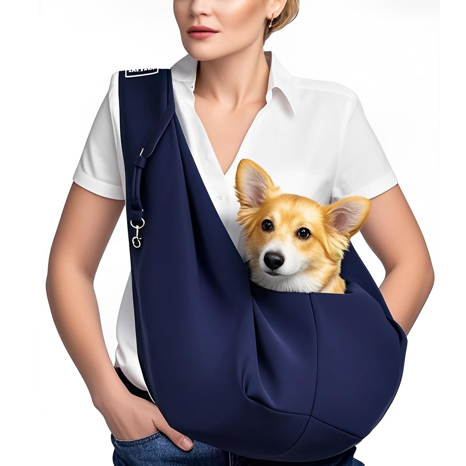 Borsa da Viaggio per Cani, Trasportino da Passeggio, per Passeggiata e all'Aria Aperta, per Cane/Gatto Fino a 7.5 KG,Blu scuro