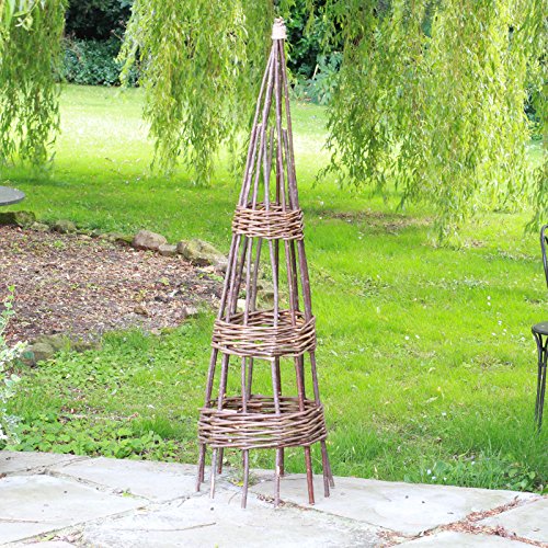 GOLDBEARUK Willow Obelisk Natural Plant support cage 120cm