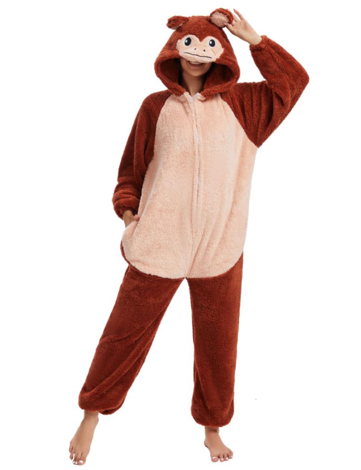 Xinlong Einteiliger Schlafanzug Damen Oversized Tier Onesie Panda Reißverschluss Erwachsene Unisex Nachtwäsche Overall Jumpsuit Lang Herren Fasching Halloween Pyjama Kleidung Karneval Mit Kapuze