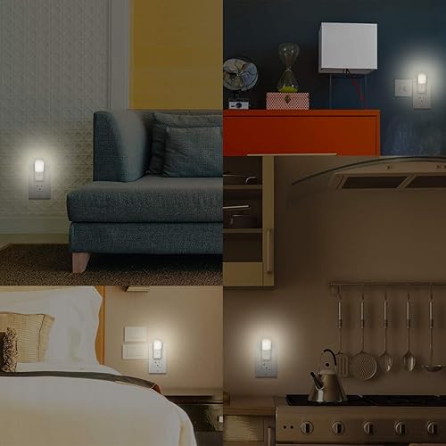 Miniatura 5 de LOHAS - Luz nocturna brillante enchufable, luz nocturna con sensor de atardecer a amanecer, brillo ajustable de 5 a 80 lúmenes, luz blanca diurna de