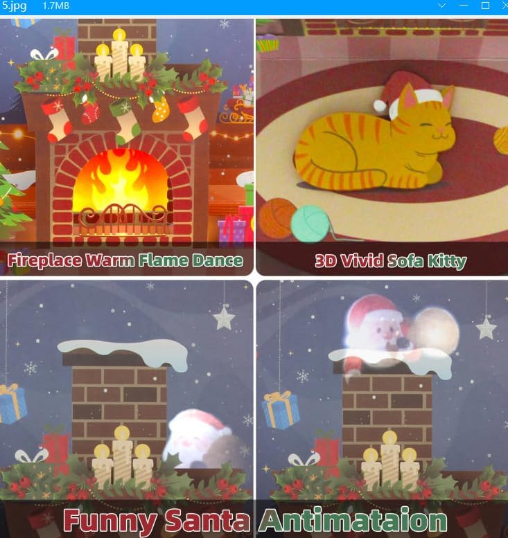 Miniatura 5 de Tarjetas de Navidad con proyecciones animadas de Papá Noel, 3D Pop Up Christmas Gift Tarjetas de felicitación con música y luces, reproducción de