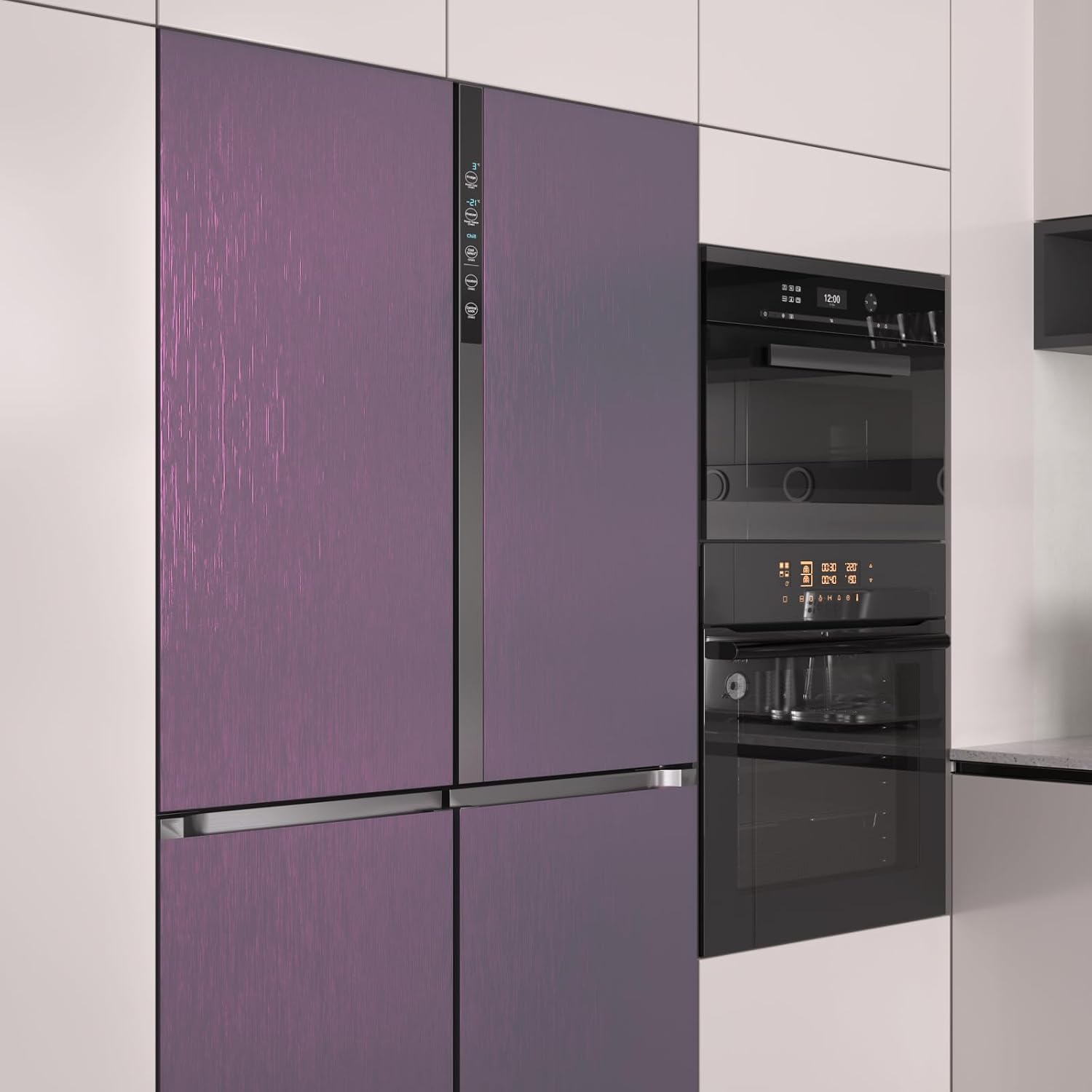 VaryPaper 32''x118'' Gradient Purple Stainless Steel Contact Paper for Appliance Refrigerator Vinyl Wrap Waterproof Brushed Metallic Peel and Stick Wallpaper for Fridge Dishwasher Countertop Wallpaper