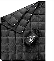 Vista 29 de zzlamb Manta de camping de plumón Puffy resistente al agua, manta de viaje de plumón portátil para exteriores, colcha ligera y cálida para sofá