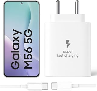 25W Type-C Charger with Cable Compatible with Samsung-Galaxy M56 5g | Super Fast Charger Adapter for S23/S24/S25/S21Fe/A1... Price In India