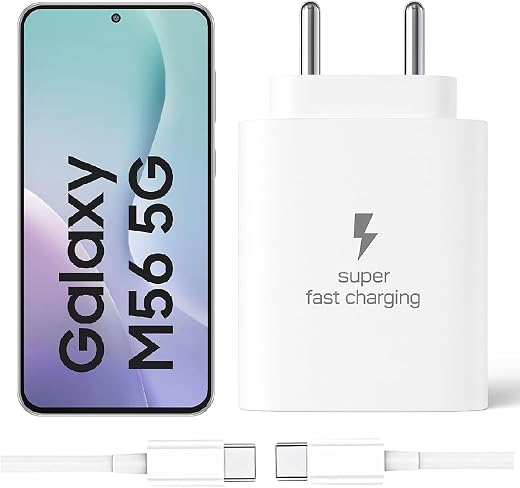 25W Type-C Charger with Cable Compatible with Samsung-Galaxy M56 5g | Super Fast Charger Adapter for S23/S24/S25/S21Fe/A1...