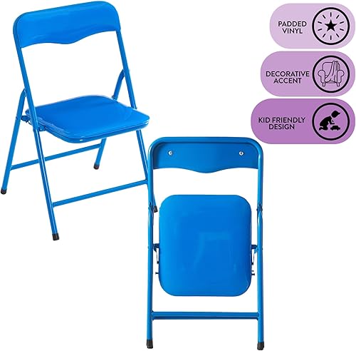 Miniatura 5 de Heritage Kids Silla plegable acolchada para niños, juego de 2, azul, a partir de 3 años