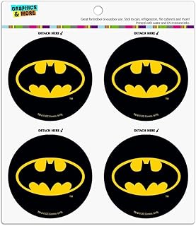Batman Classic Bat Shield Logo Refrigerator Fridge Locker Vinyl Circle Magnet Set