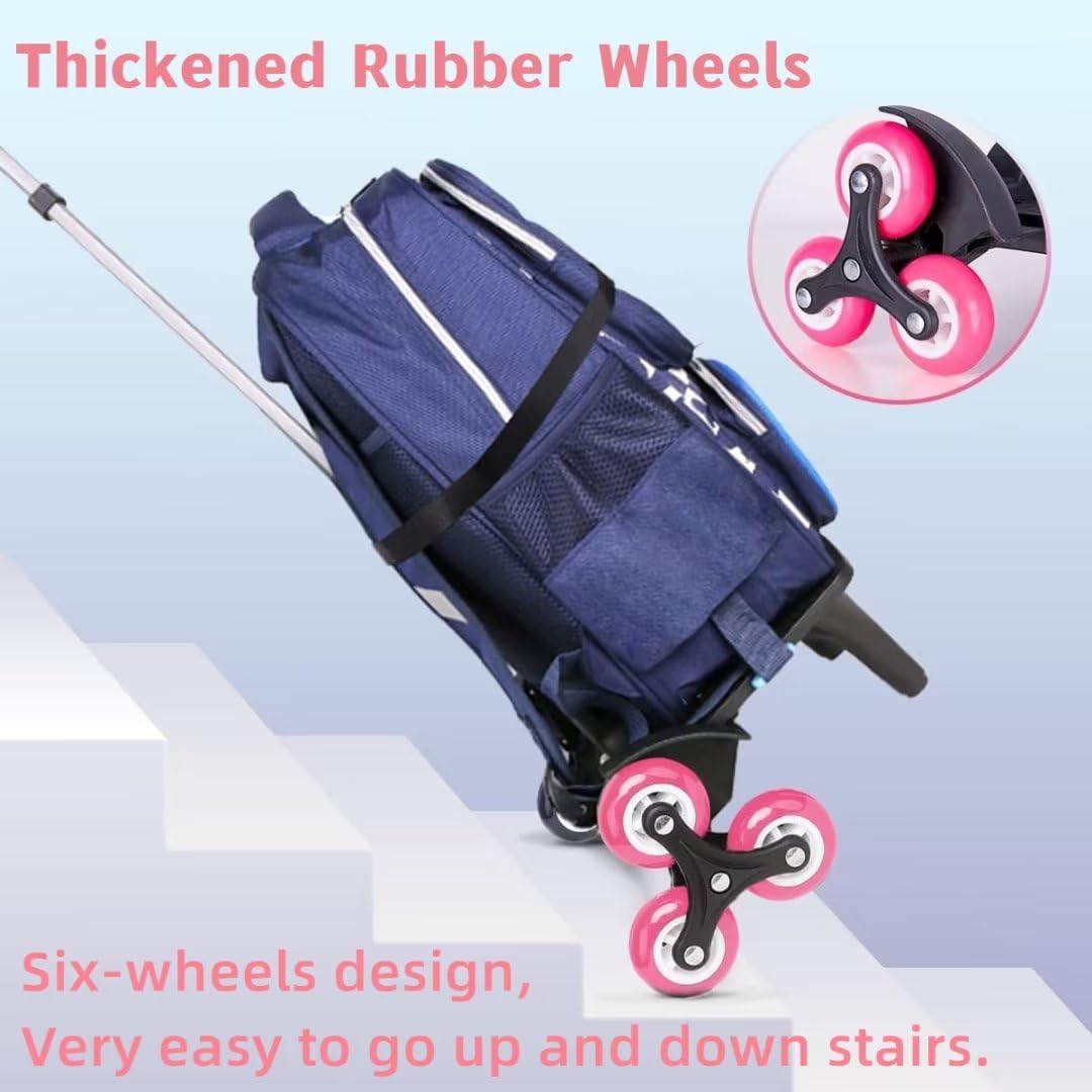Ruote Carrello Trolley Per Zaino Scuola Pieghevole, Portata 50 Kg,  Rosa Carrello Per Libri E Bagagli