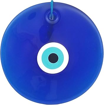 7" Glass Blue Evil Eye Wall Hanging Ornament - Turkish Handmade Nazar Amulet - Home Protection Charm - Wall Decor in a Box