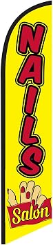 Nail Salon Advertising Feather Banner Swooper Flag, Replacement Flag Only, Yellow and Red