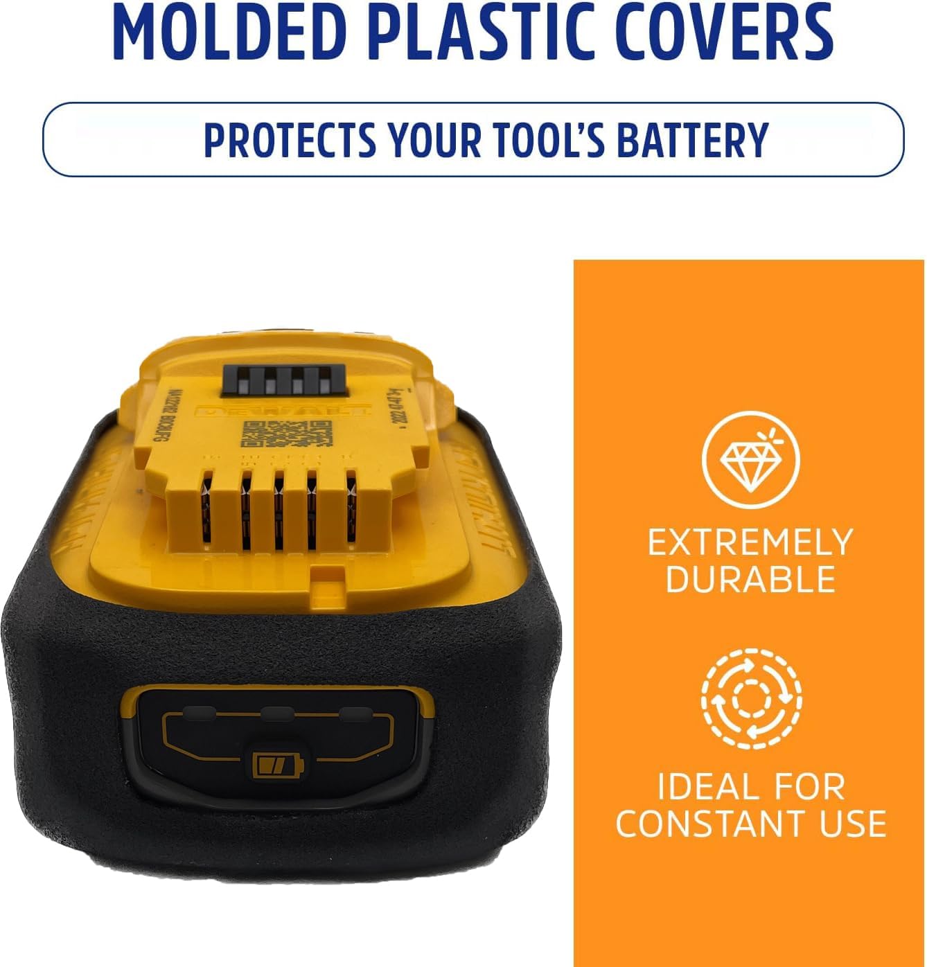 Protoco JB-92 Black Protective Cover Compatible With Dewalt Power Stack DCBP520 Battery