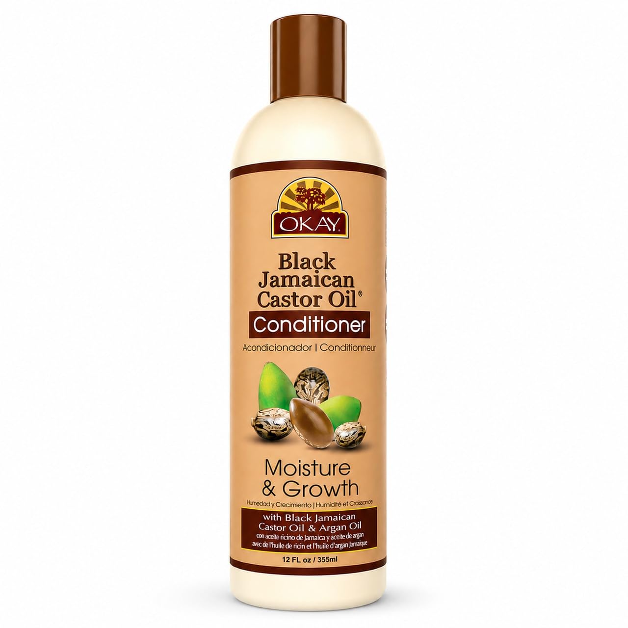 OKAY Black Jamaican Castor Oil Conditioner - Jamaican Black Castor Oil Conditioner for Women and Men with Argan and Shea Butter for Damaged Hair, Promotes Thicker, Fuller Hair - 12 fl oz (1 Pack)