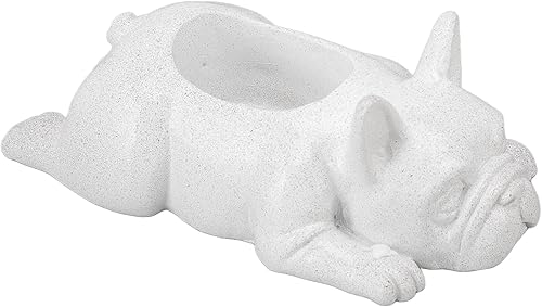 Macetas pequeñas para suculentas, maceta de resina para suculentas, bonita maceta con forma de perro, maceta de escritorio con forma de bulldog