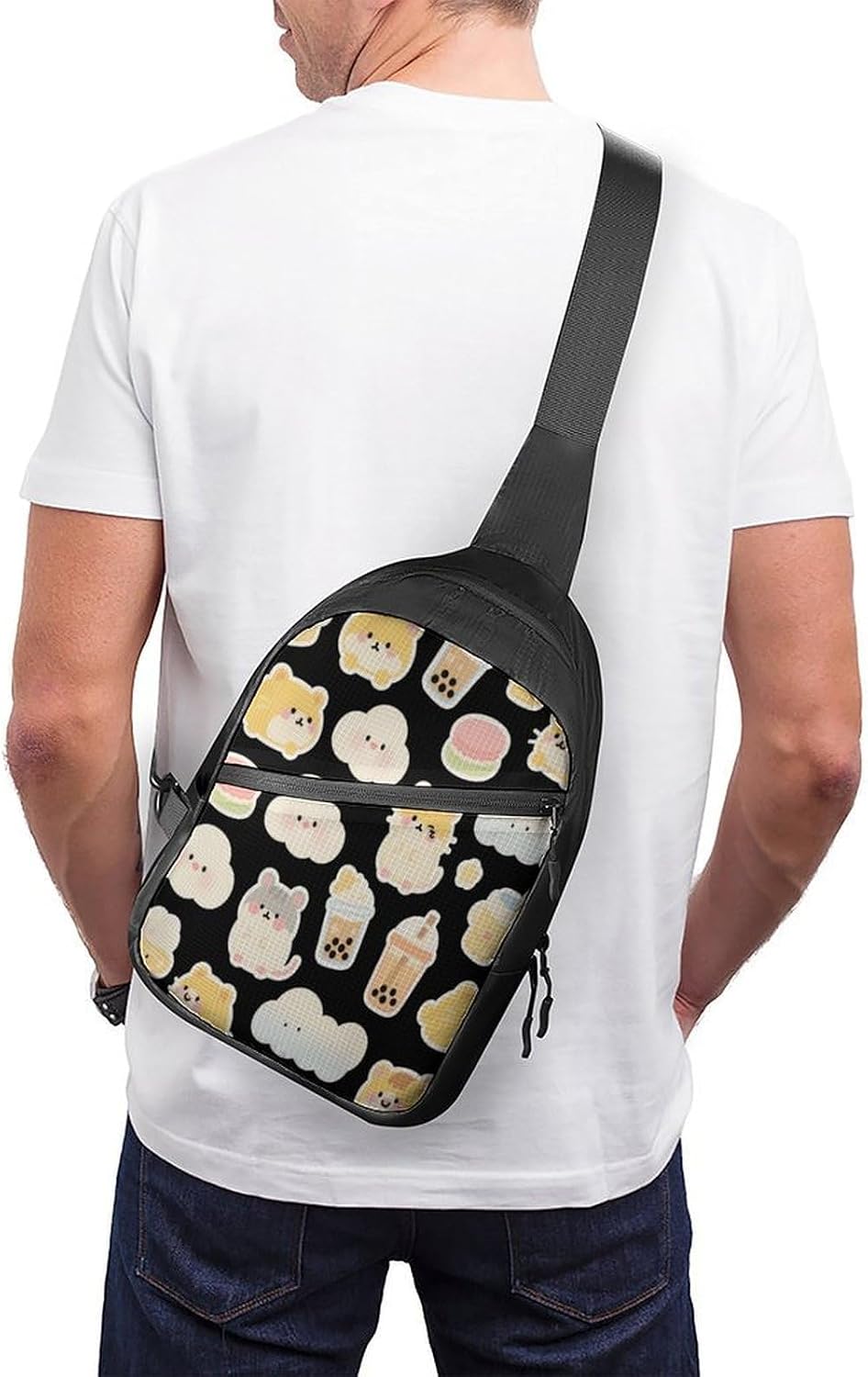 Black Milk Tea Hamster Sling Bag Crossbody Chest Bag Fanny Pack | Foldable Oxford Cloth Crossbody Bag with Internal Storage Bag Adjustable Sling Backpack Compact Lightweight for Travel Hiking