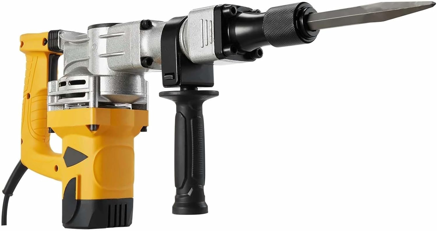 Demolition Jack Hammer 1400W Electric Concrete Breaker - 2 Chisel Bit Set - Heavy Duty Power Tool for Concrete, Brick, Stone Breaking & Demolition