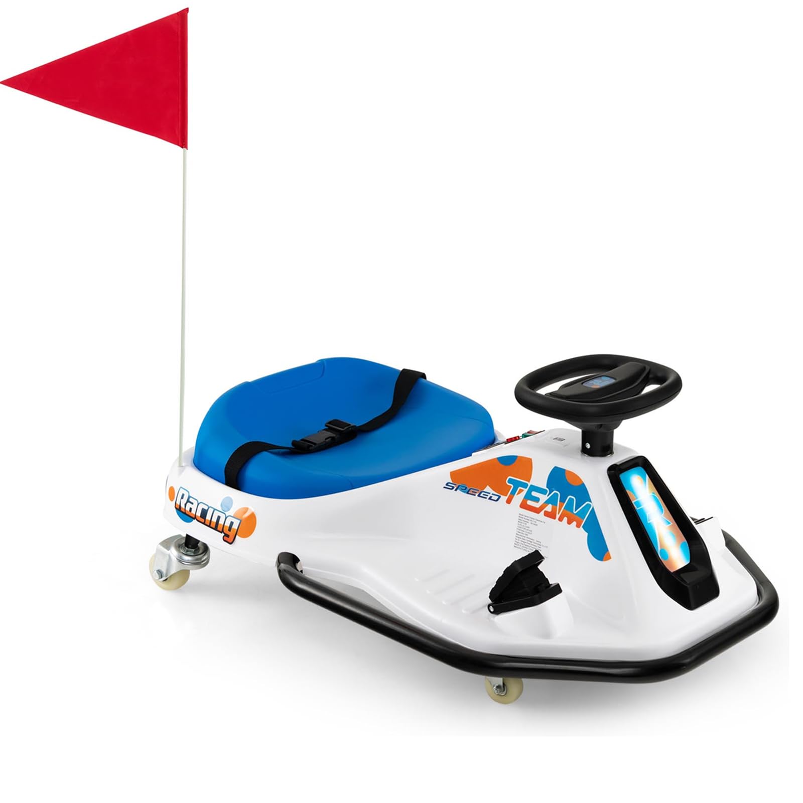 COSTWAY Electric Ride on Drift Car, 24V Battery Powered Racing Go Kart with 360° Spin Wheels, Light, Music, Bluetooth & USB, Slow Start Function, for Kids Aged 3+ Years Old