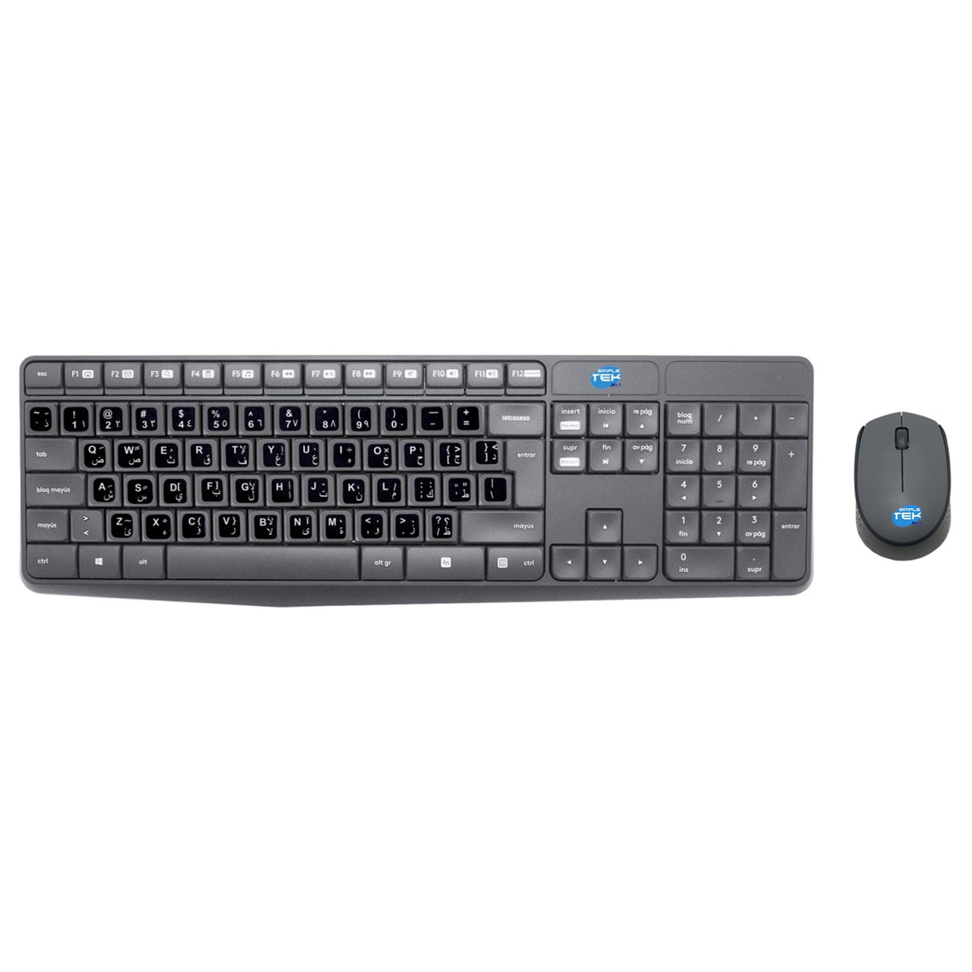 Teclado y ratón inalámbrico SIMPLETEK QWERTY SA compatible con Windows 10 y ChromeOS 6