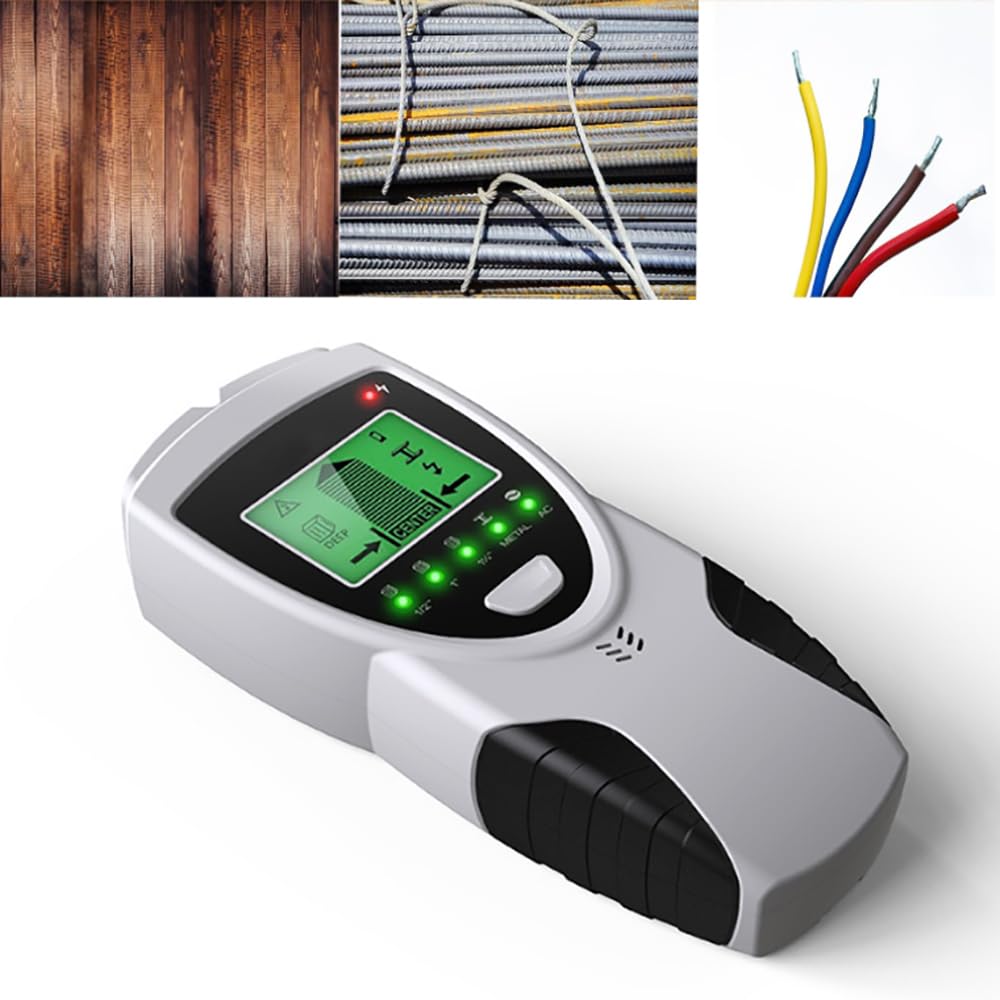 Erbaofd Stud Finder Wall Scanner, 5 in 1 Stud Finder, Wall Scanner, Cable Finder Wall Detector, with LCD Display and Audio Alarm, Stud Detector for Wood AC Wire Metal