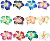 Craftdady 200pcs 20mm Polymer Clay Plumeria Flower Beads Mixed Colors Side Drilled Spacer Beads for Hawaiian Jewelry Crafts