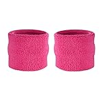 Suddora Wrist Sweatbands, Absorbent and Breathable Thick Cotton Bands for Working Out, Gymnastics, Basketball, Tennis, and Football, Multiuse Wristbands for Costumes and Cosplay, Neon Pink