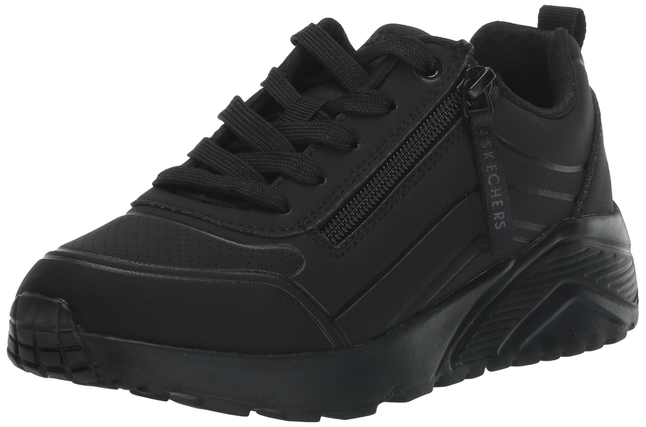 Skechers Uno Lite Easy Zip Sneaker, Black, 11.5 UK Child
