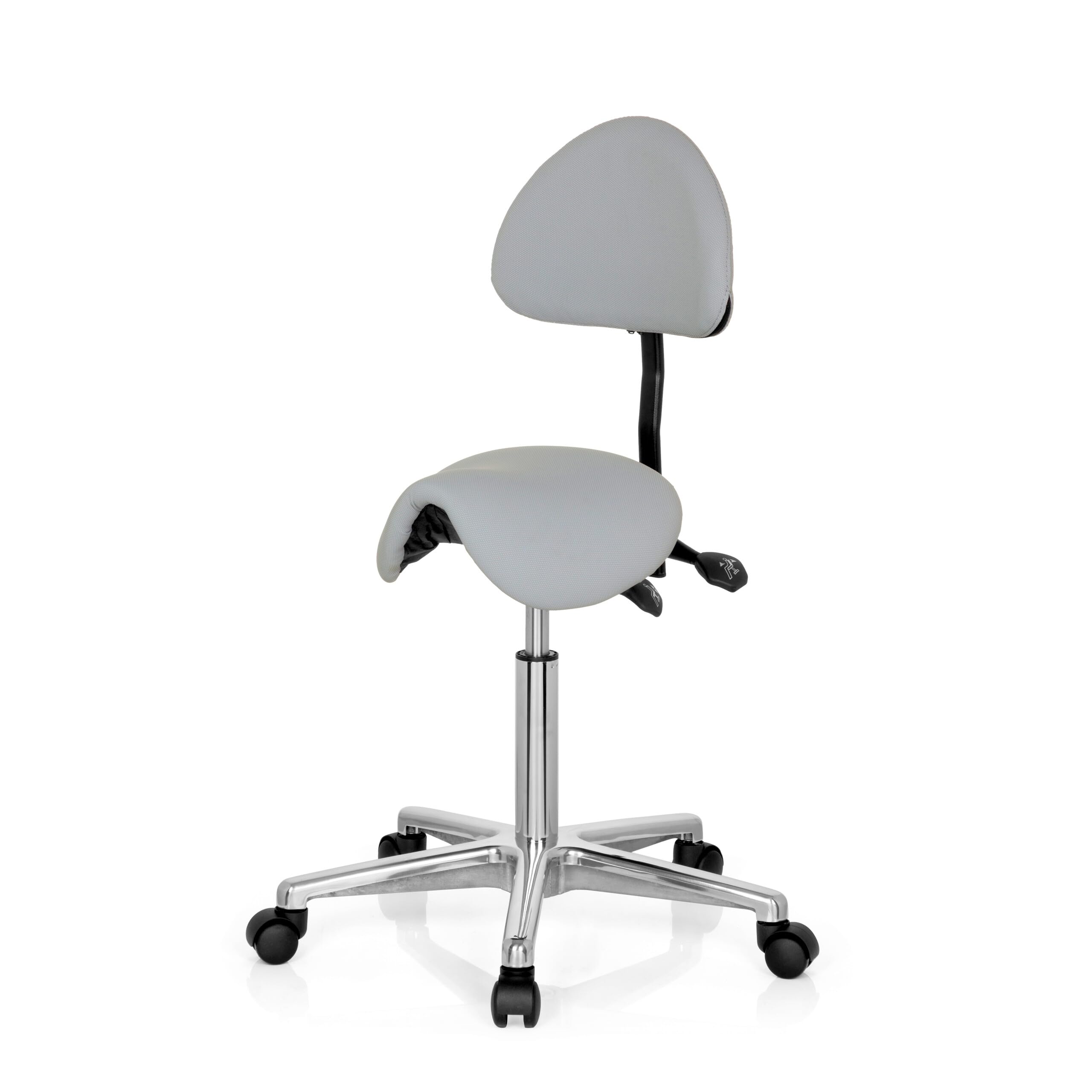 hjh OFFICE 608920 Taburete de Trabajo Top Work 20 Gris, Taburete de Silla de Montar, Respaldo con Ajuste de Altura