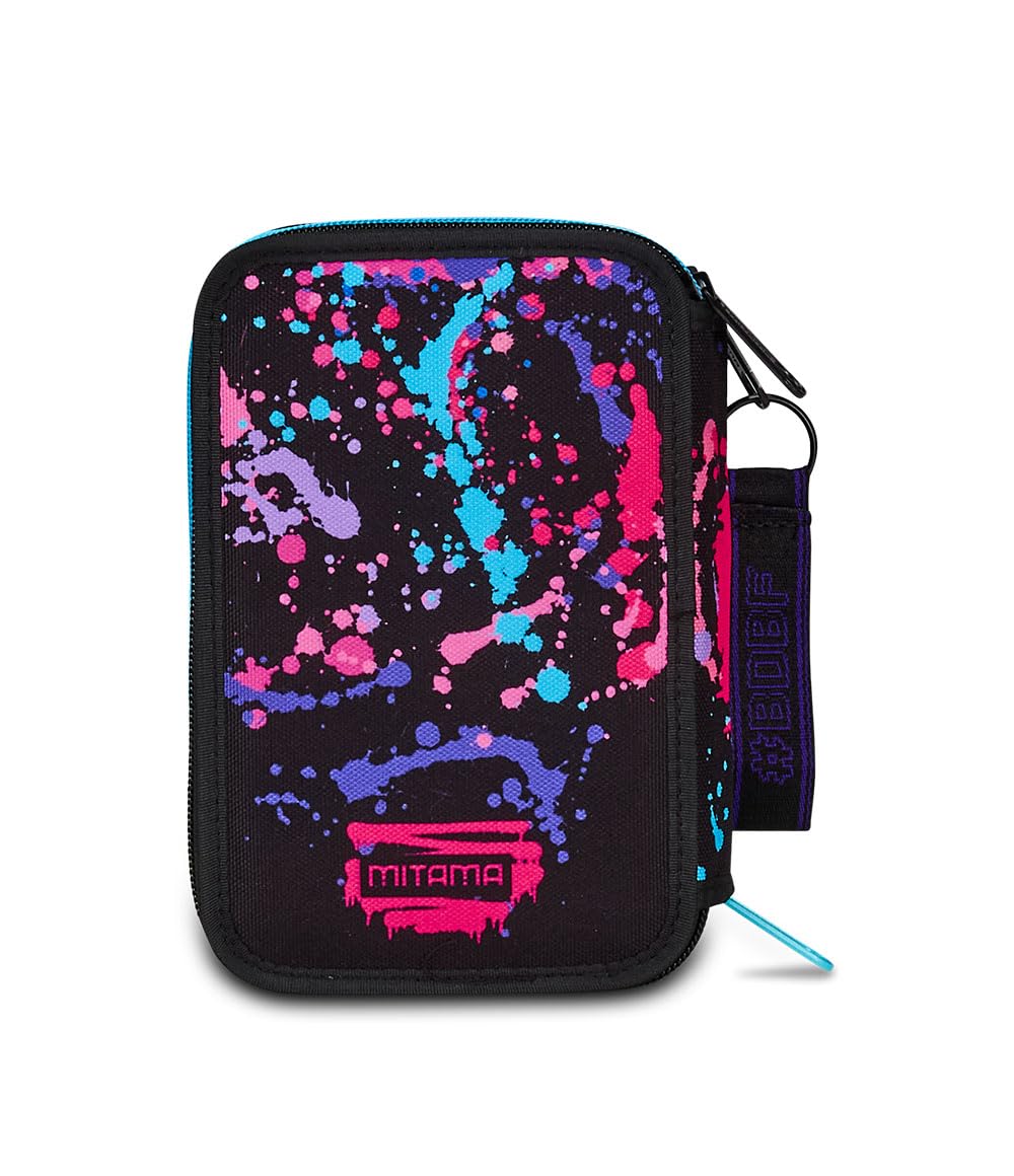 Mitama Astuccio Scuola 3 Scomparti, SUPER TRIPLO COLOR SPLASH GIRL, Contenuto 50 pz, Completo di Matite, Pennarelli, Portapenne Scuola Elementare Bambina