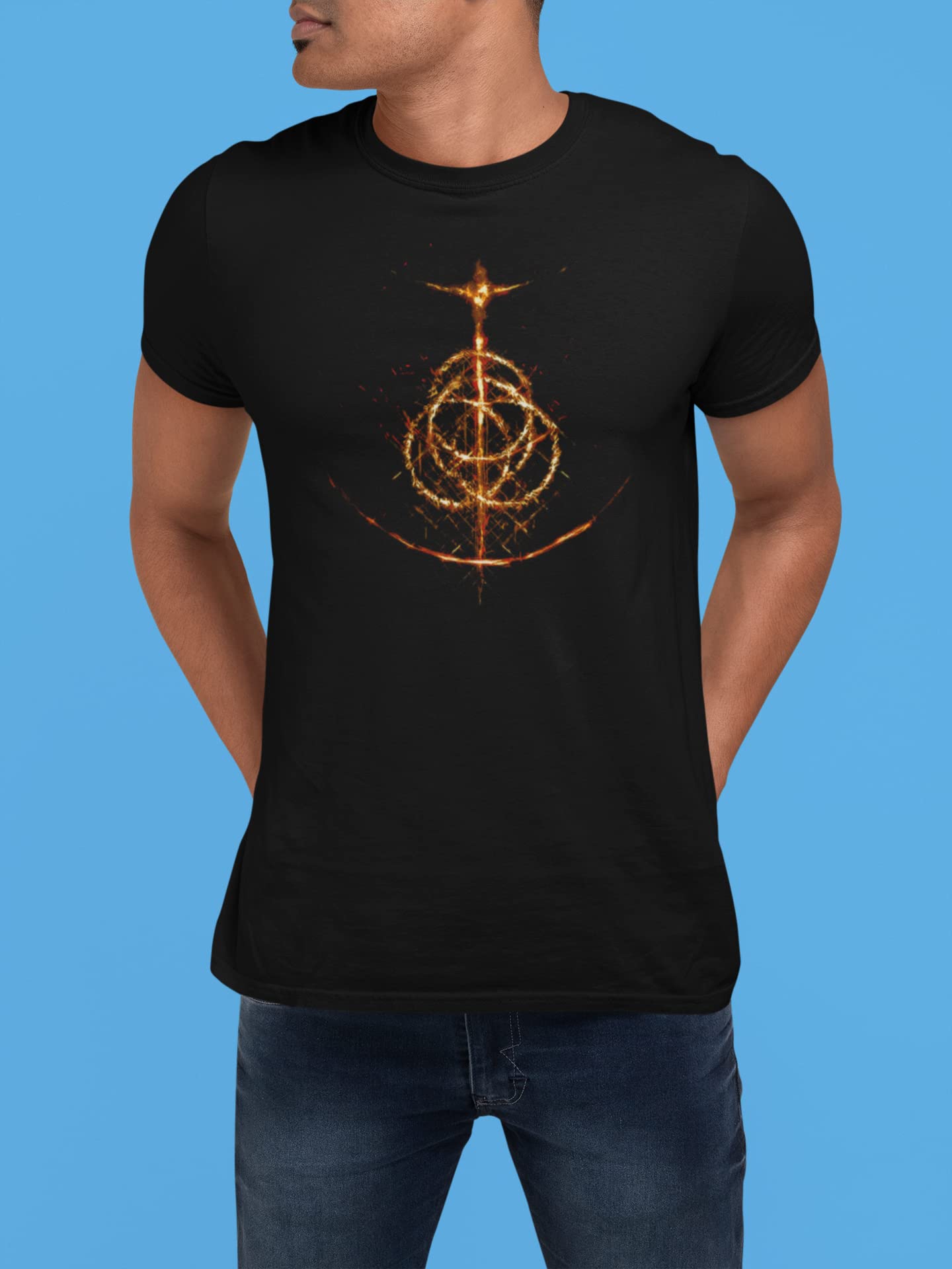 Elden Logo T-Shirt Top Tee Gioco Giocatore Azione Avventura Fantasy Giochi di ruolo Nerd Scuro Terza persona Giocatore Console di gioco Teen Combat Magia Regali Presenti