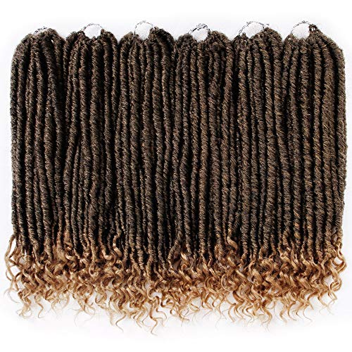 Faux Locs Crochet Braids 16 Inch Soft Natural Kanekalon Synthetic Hair Extension 6Pcs/Lot Goddess Faux Locks with Curly Ends Hair Extension (#1B/27)