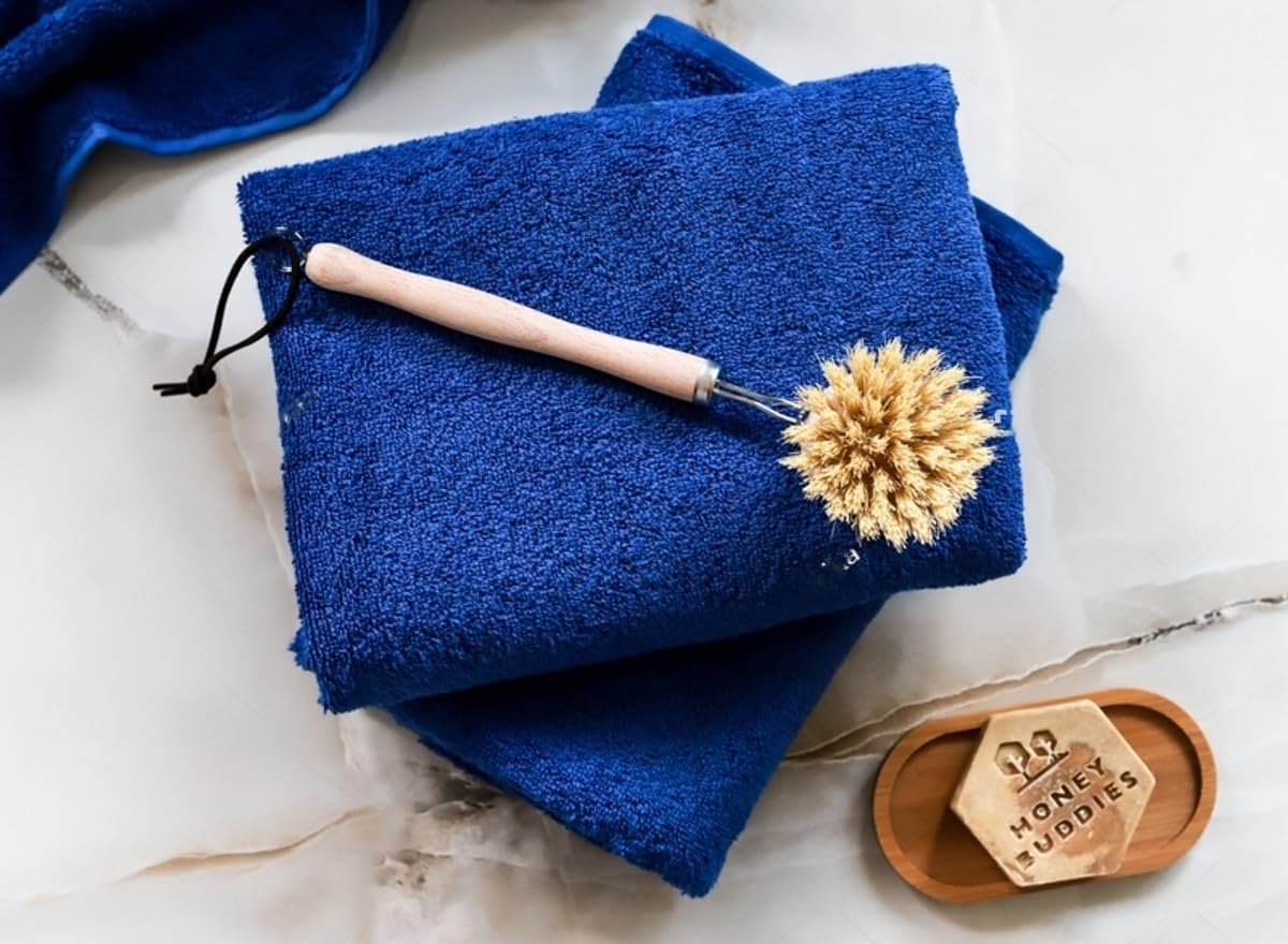 Premium Blue Wash Cloths 100% Cotton - Pack of 12 - Bathroom Hand Towels, Washcloths Bath Towels, Soft and Highly Absorbent - Perfect for Hotel, Kitchen, Gym, Salon Nail Salon (Size: 13''x13'')