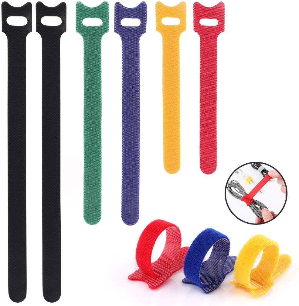 60 Pcs Cable Ties, Reusable Zip Ties, Cable Straps Tidy Wrap Hook and