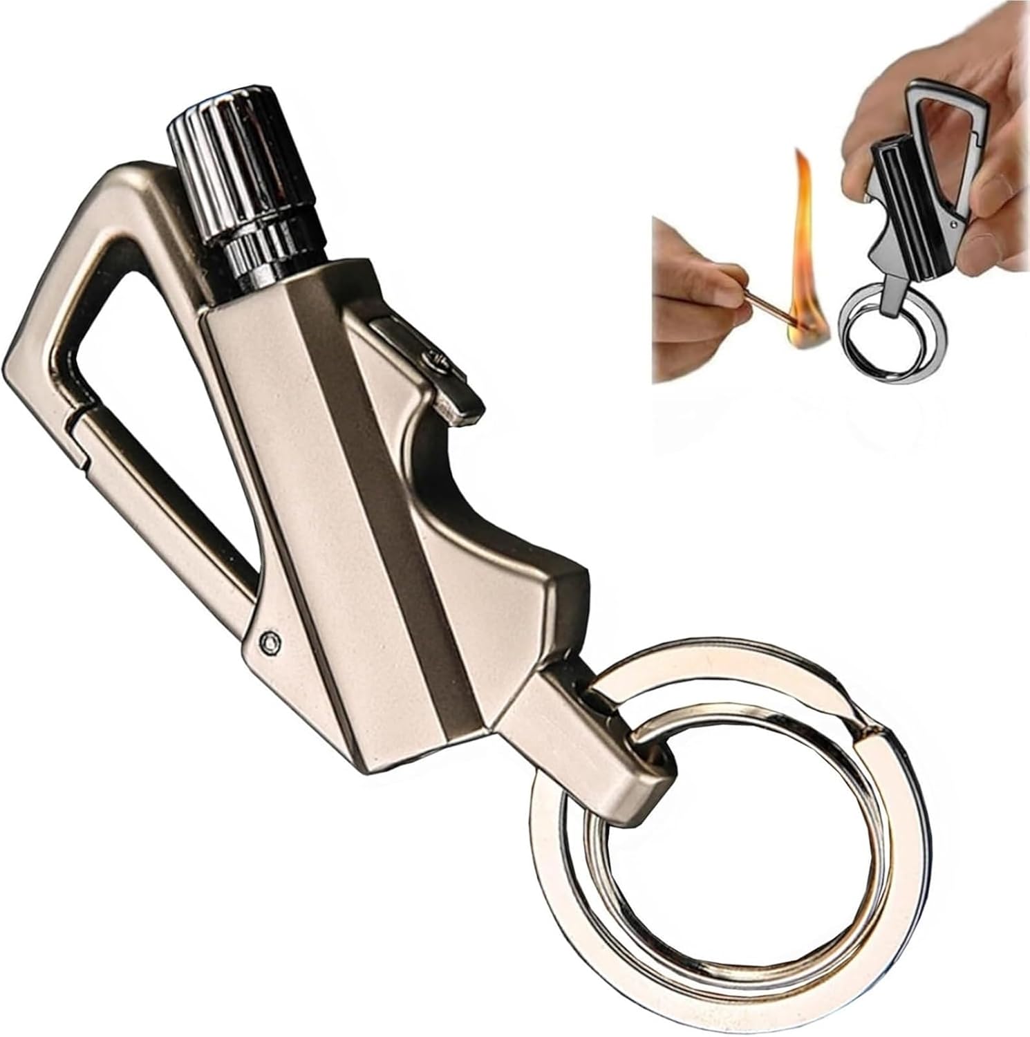 Keychain Lighter, Outdoor Match Kerosene Lighter, Multifunctional, Metal Portable, Suitable for Camping, Mountaineering and Hiking, a Great Choice for Gifts or Personal use.(C)