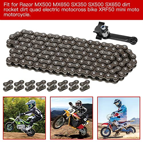 Grehua #25 Roller Chain 132 Link Drive Chain Tensioner With Spring Master Link For Razor Mx500 Mx650 Sx350 Sx500 Sx650 Dirt Rocket Electric Motocross Bike Xrf50 Mini Moto Motorcycle Heavy Duty Parts  #TOP2