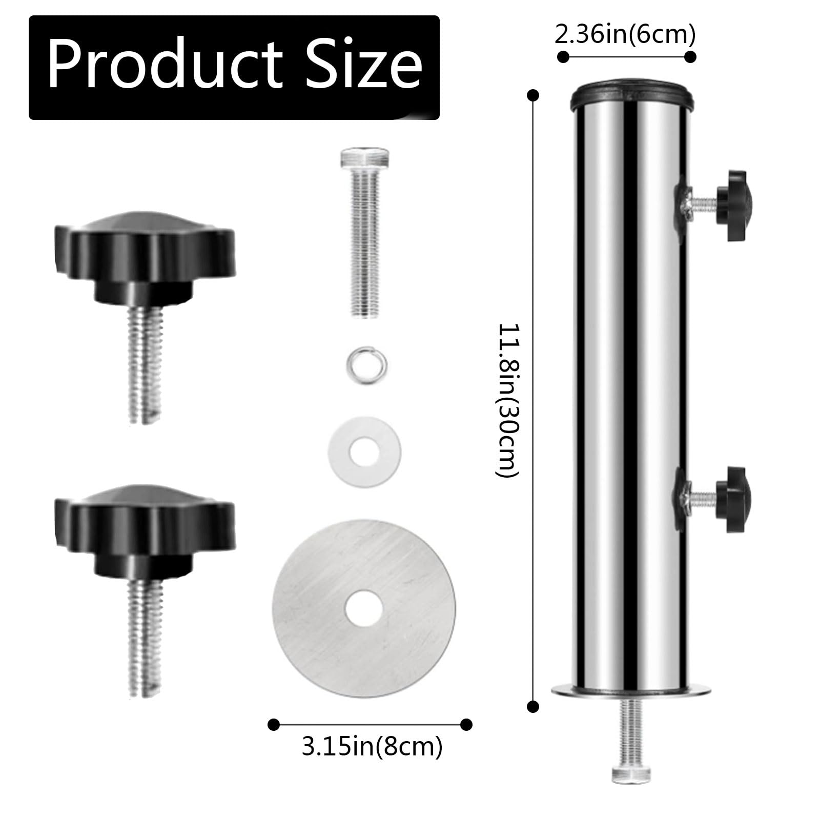 Forhome Tubo di supporto per ombrellone da giardino, universale, con 3 anelli di riduzione (48/38/32 mm), per ombrellone
