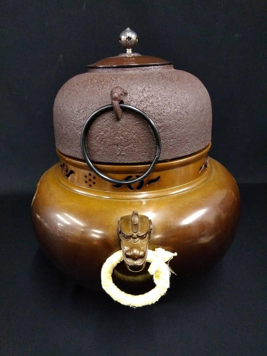 茶道具 炉釜 炉用釜 万代屋 佐藤清光作 釜鐶付き 茶道 : 茶道具