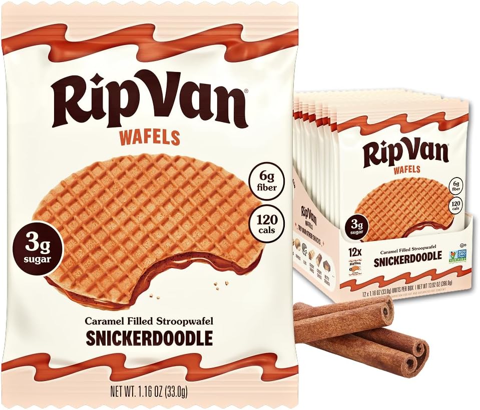 Snickerdoodle Stroopwafels, Healthy Snacks, Non-GMO, Keto Friendly, Office Snacks, Low Sugar (3g), Low Calorie, 12 Pack