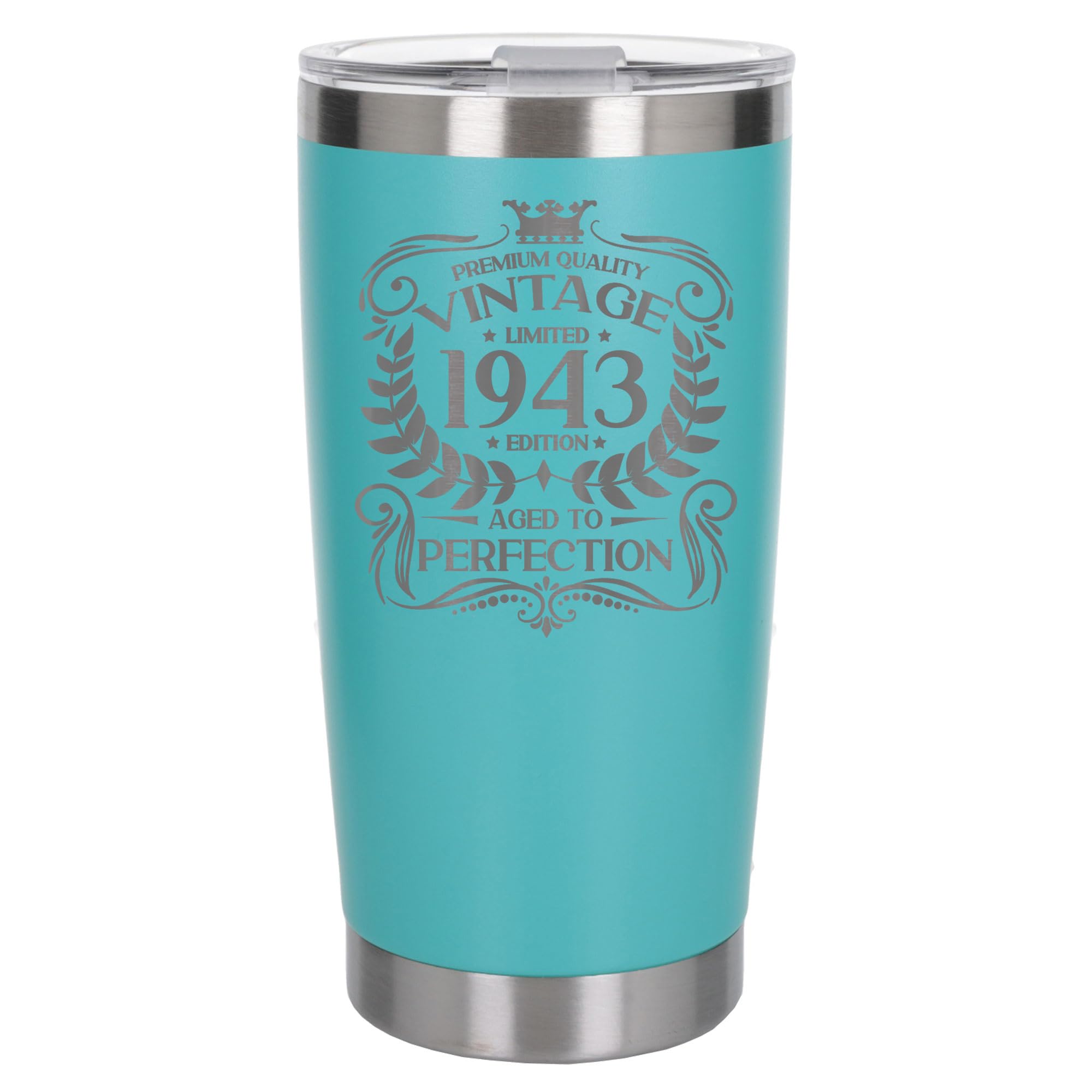 Always Looking Good 83rd Birthday Gift Vintage 1943 Aged to Perfection Engraved Insulated Travel Mug Present for 83 Year Old Turquoise Thermal Coffee Flask Travel Mugs with Lids