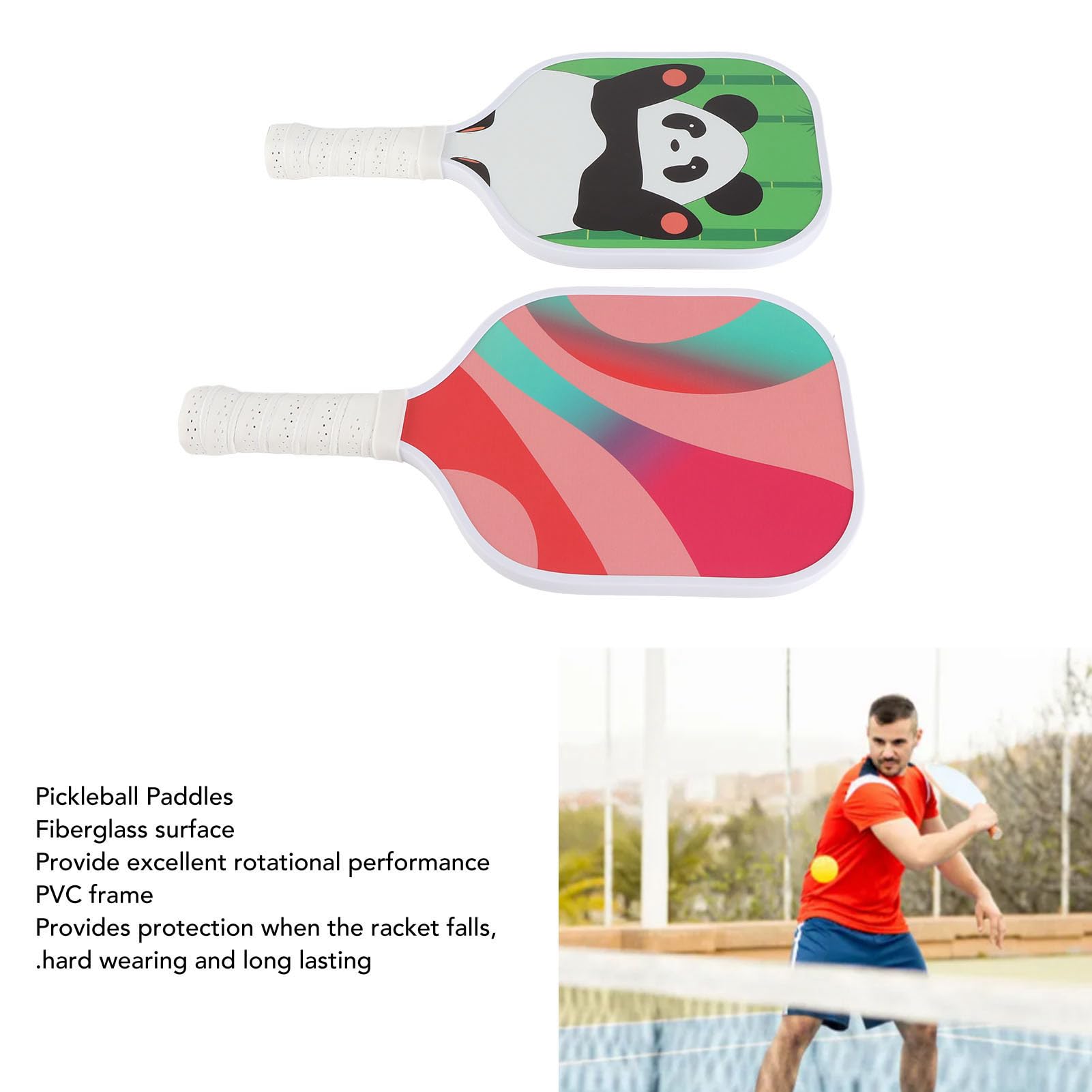 Marco Protector de Rendimiento Superior, Agarre Cómodo, Paletas de Pickleball Ligeras, Fibra de Vidrio con Bolsa para Adultos