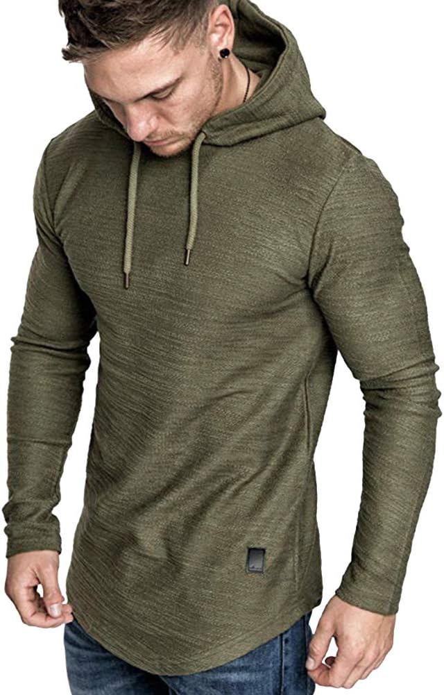 LexiartMens Fashion Athletic Hoodies Sport Sweatshirt Solid Color Fleece Pullover