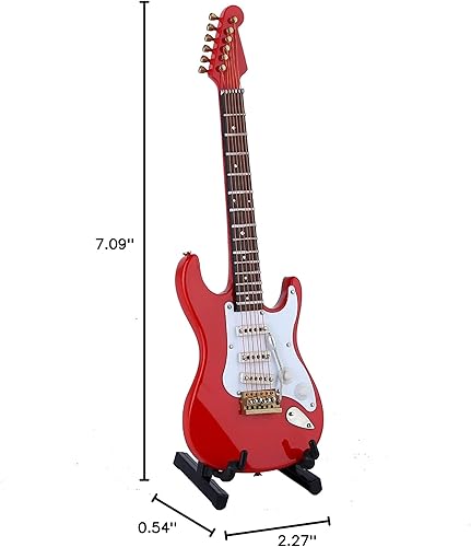 Vista 33 de Guitarra eléctrica en miniatura de madera con soporte y estuche, mini instrumento musical, réplica de guitarra eléctrica, figuras coleccionables