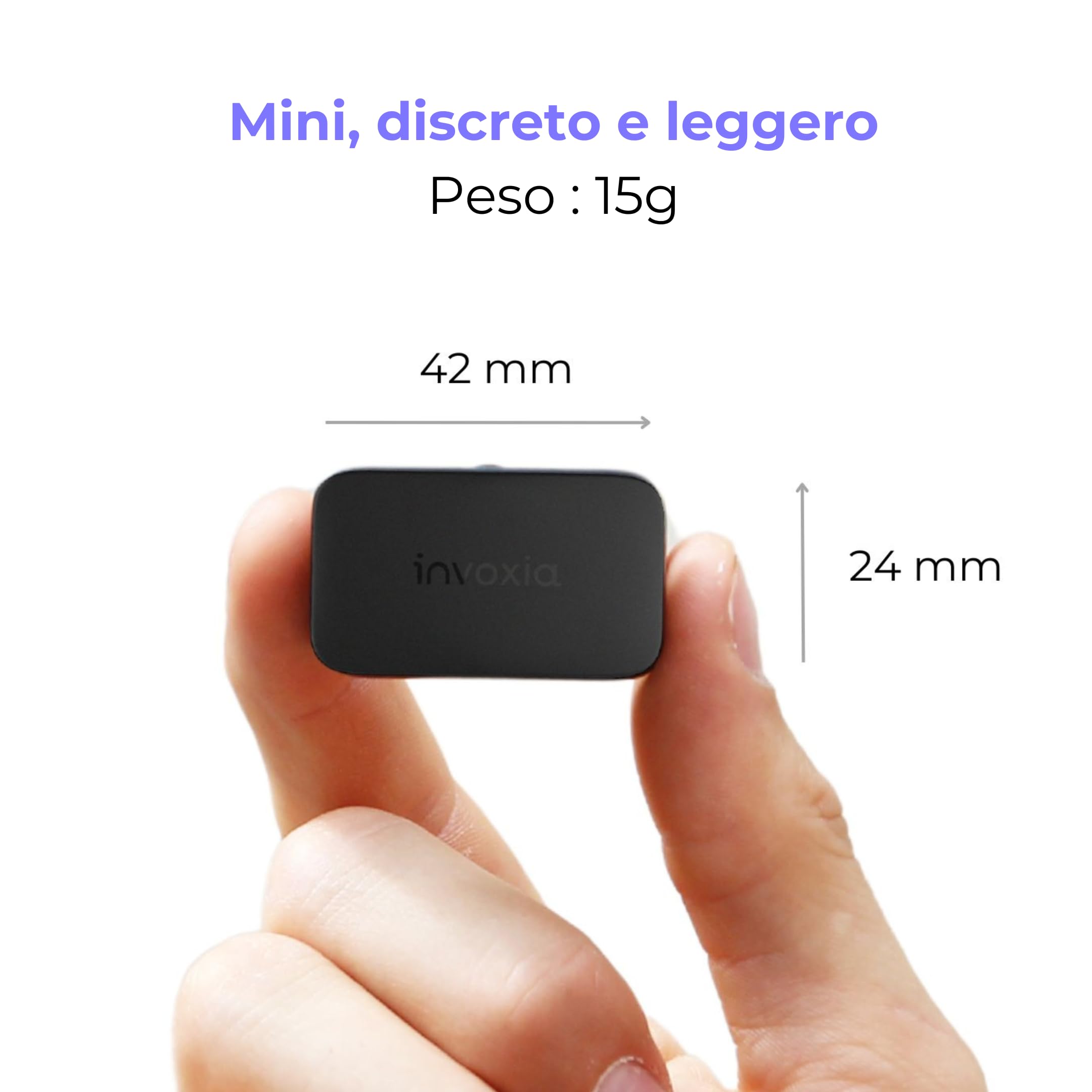Invoxia Mini GPS Tracker - Localizzatore GPS impermeabile con avvisi antifurto in tempo reale - Durata della batteria fino a 3 mesi - Abbonamento di 1 anno incluso - Piccolo e leggero