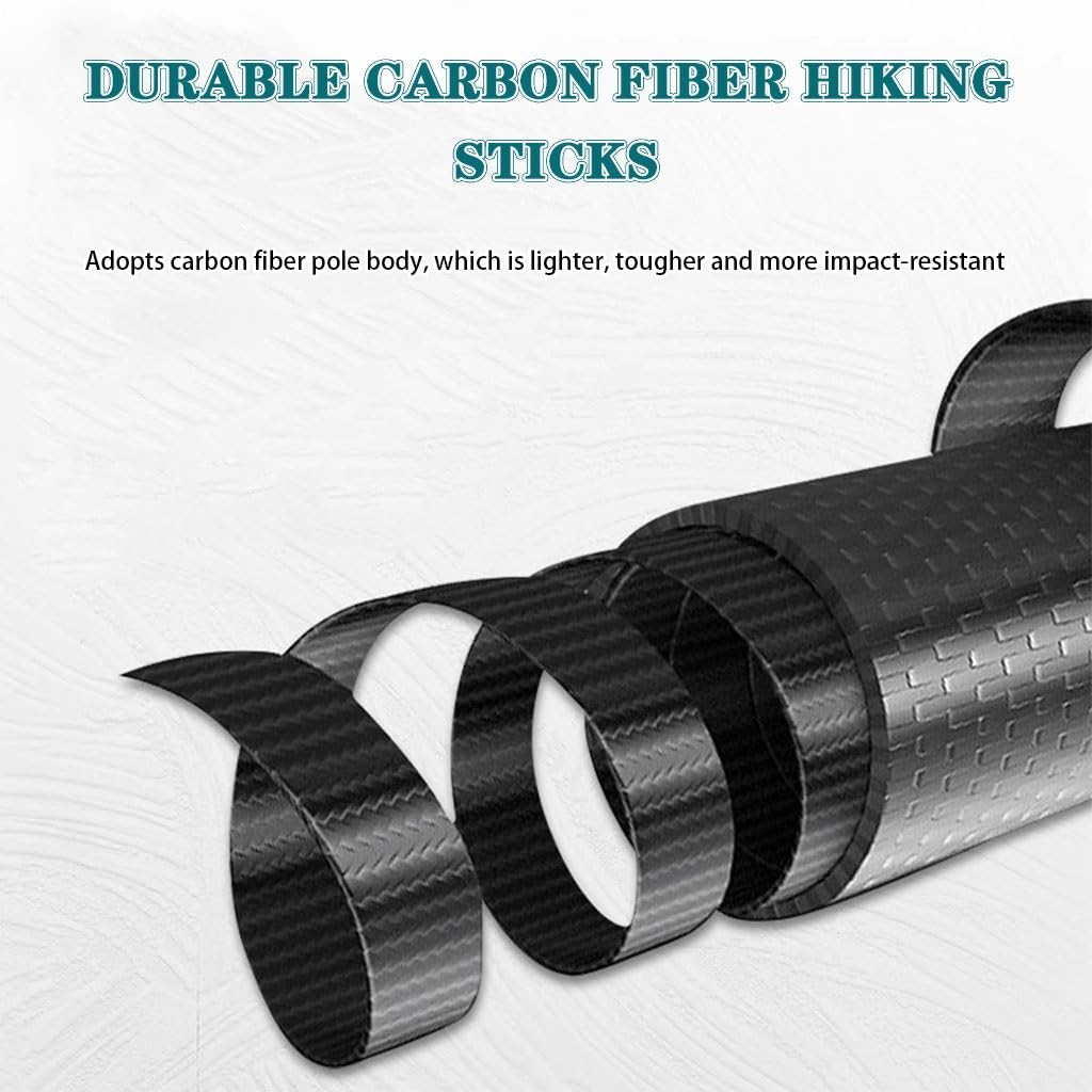 2er-Pack Carbonfaser-Trekkingstöcke, Einziehbare, Verstellbare Nordic-Walking-Stöcke, Mit Verstellbarer Handschlaufe, Für Damen Und Herren(Black Color)